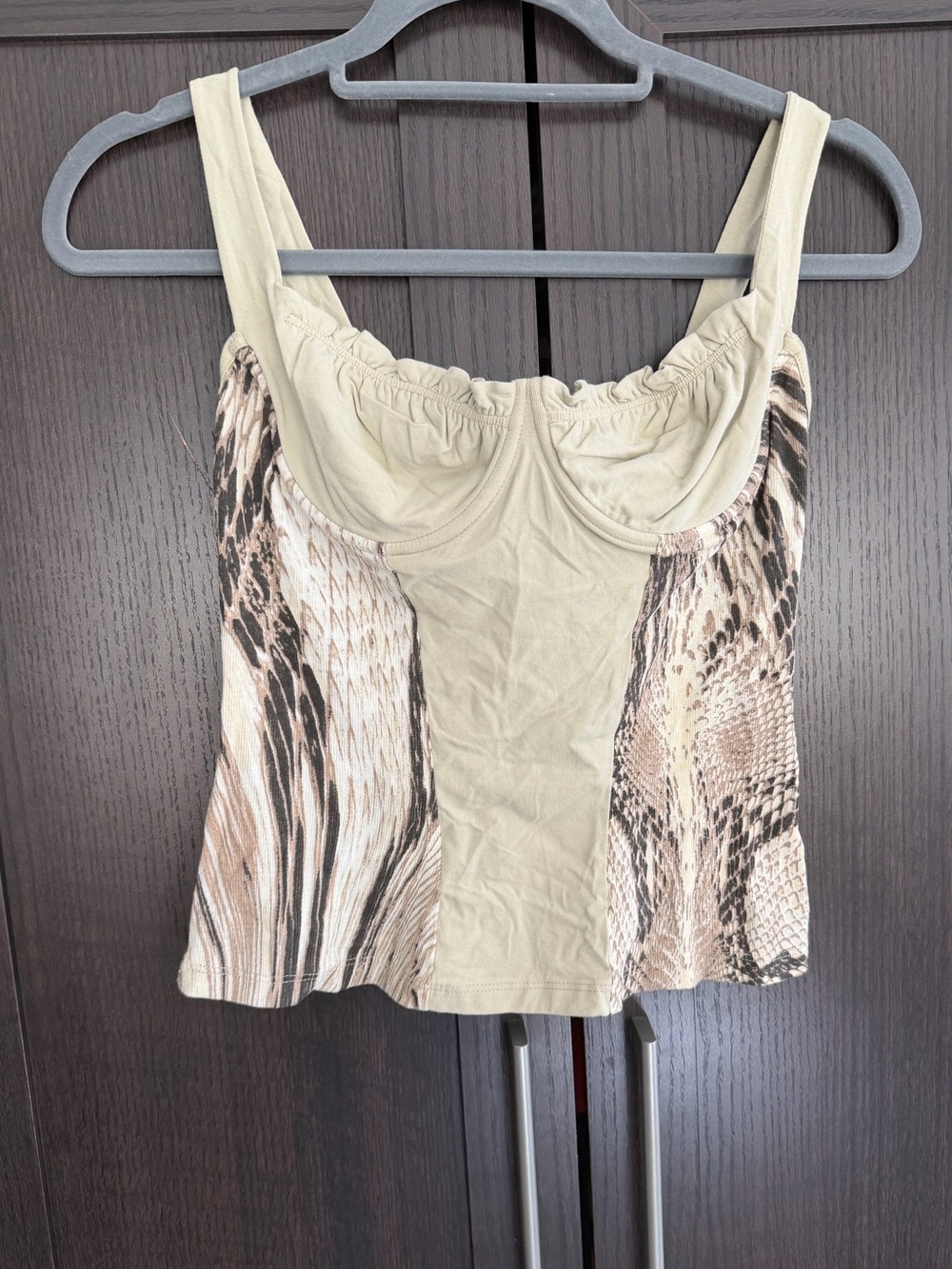 Epic Y2K Just Cavalli tan underwire corset top